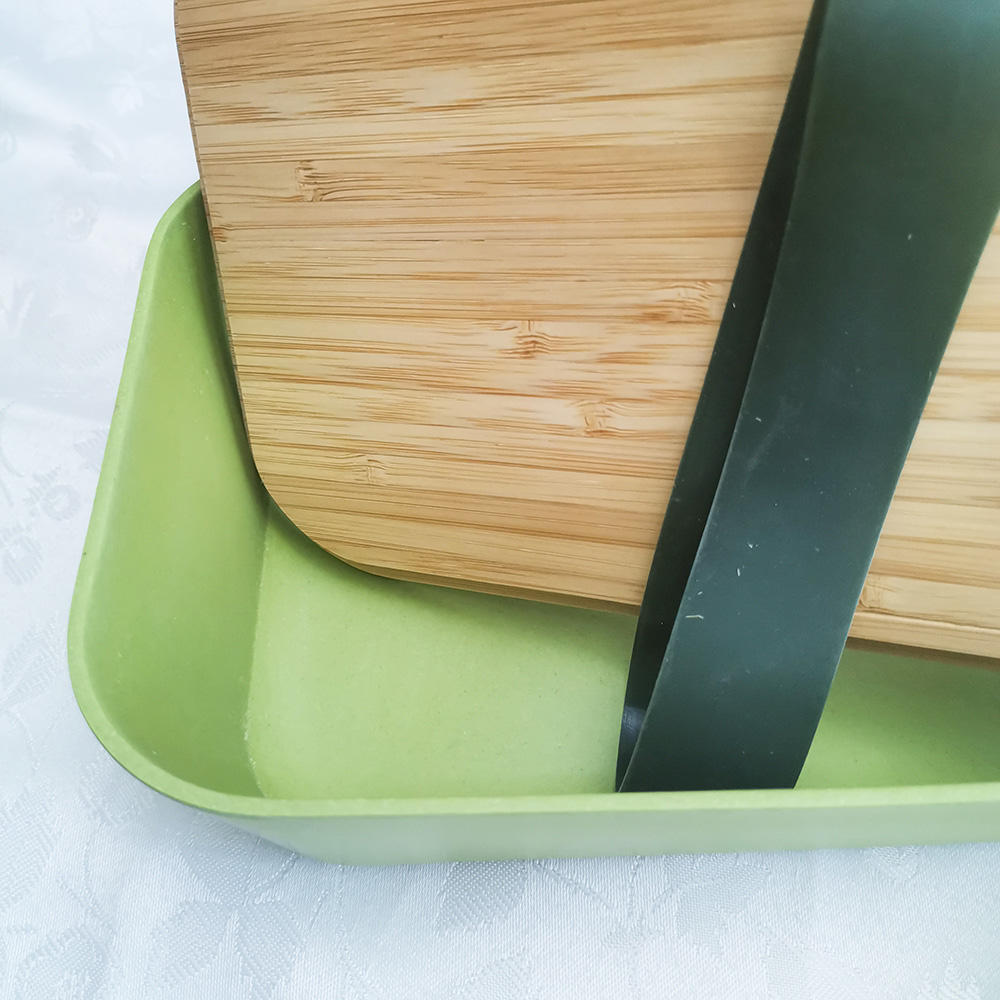 Contenedor de almacenamiento de alimentos para niños, caja bento de almuerzo saludable para la escuela de fibra de bambú