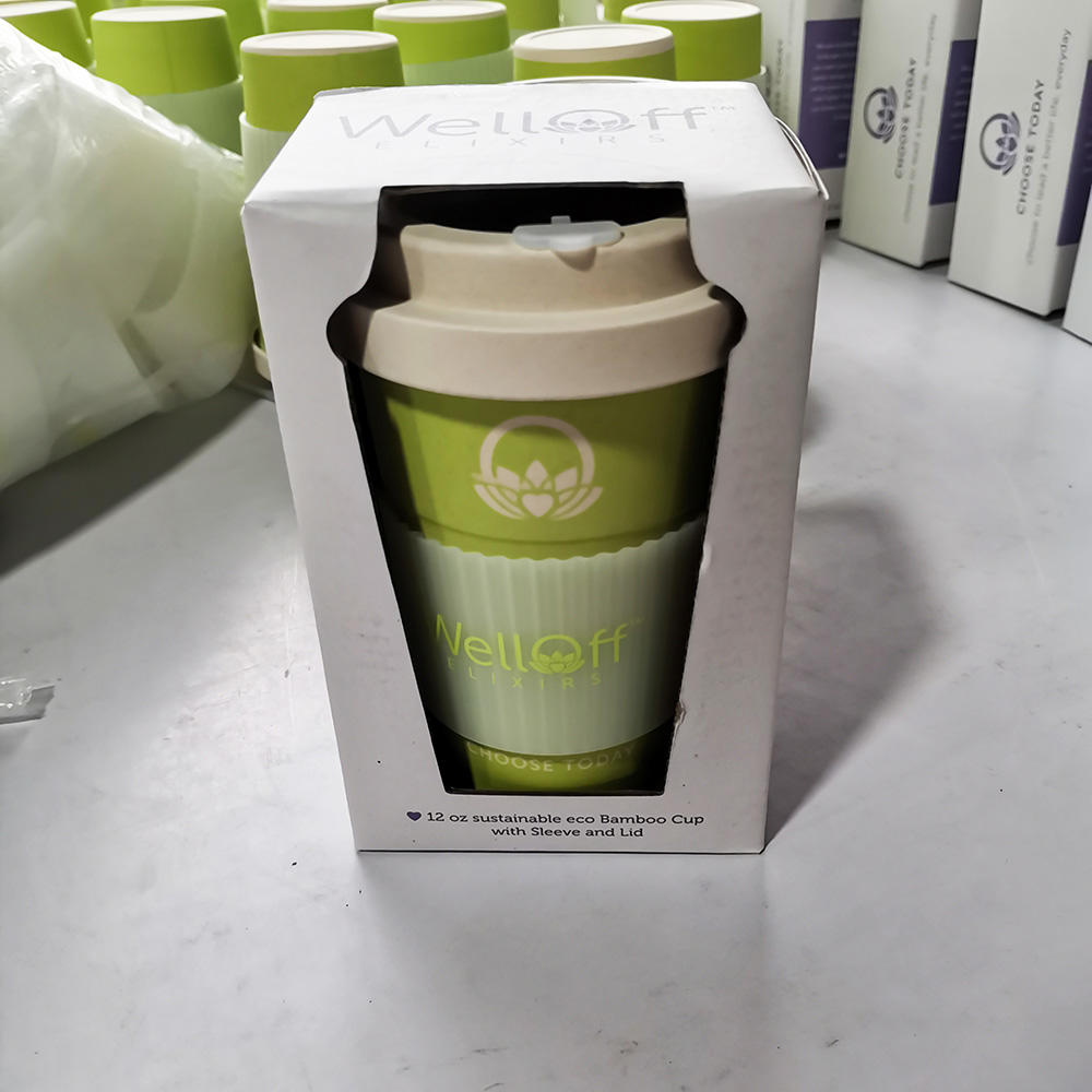 Taza de café de fibra de bambú sin melamina reutilizable de 400ML a bajo precio