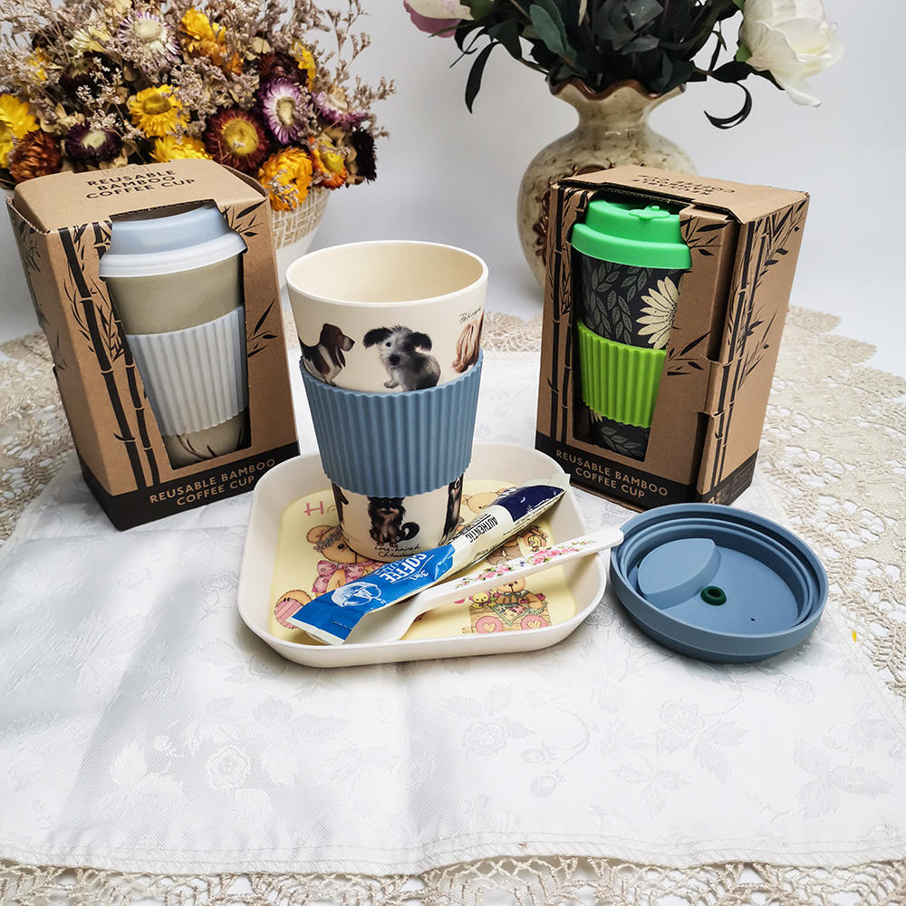 Taza de café reutilizable de fibra de bambú/melamina personalizada promocional de alta calidad