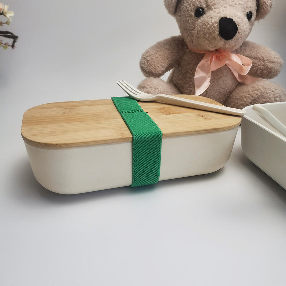 Cajas bento de melamina o fibra de bambú para la oficina del estudiante con tenedor y cuchara