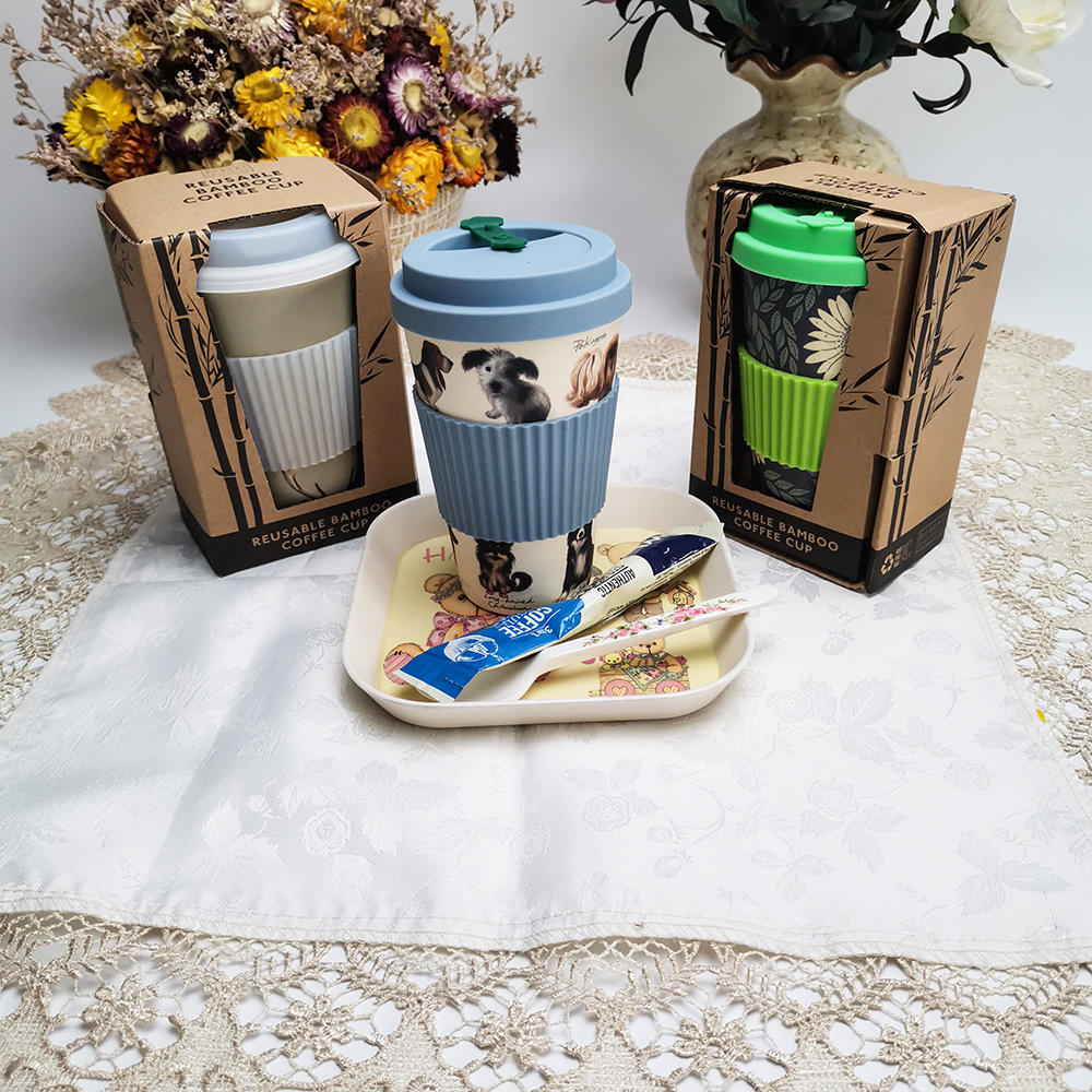 Taza de café reutilizable de fibra de bambú/melamina personalizada promocional de alta calidad