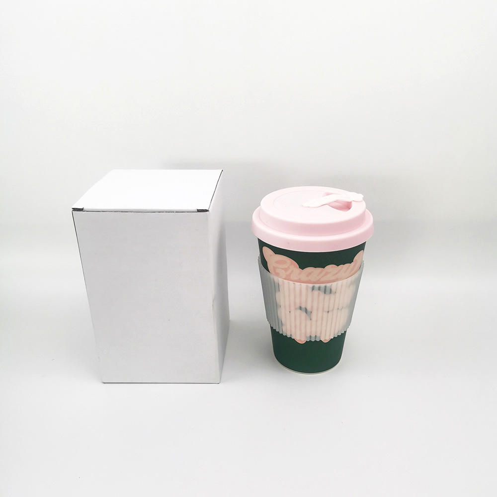 Tazas de viaje personalizadas respetuosas con el medio ambiente, taza de café de fibra de bambú con tapa