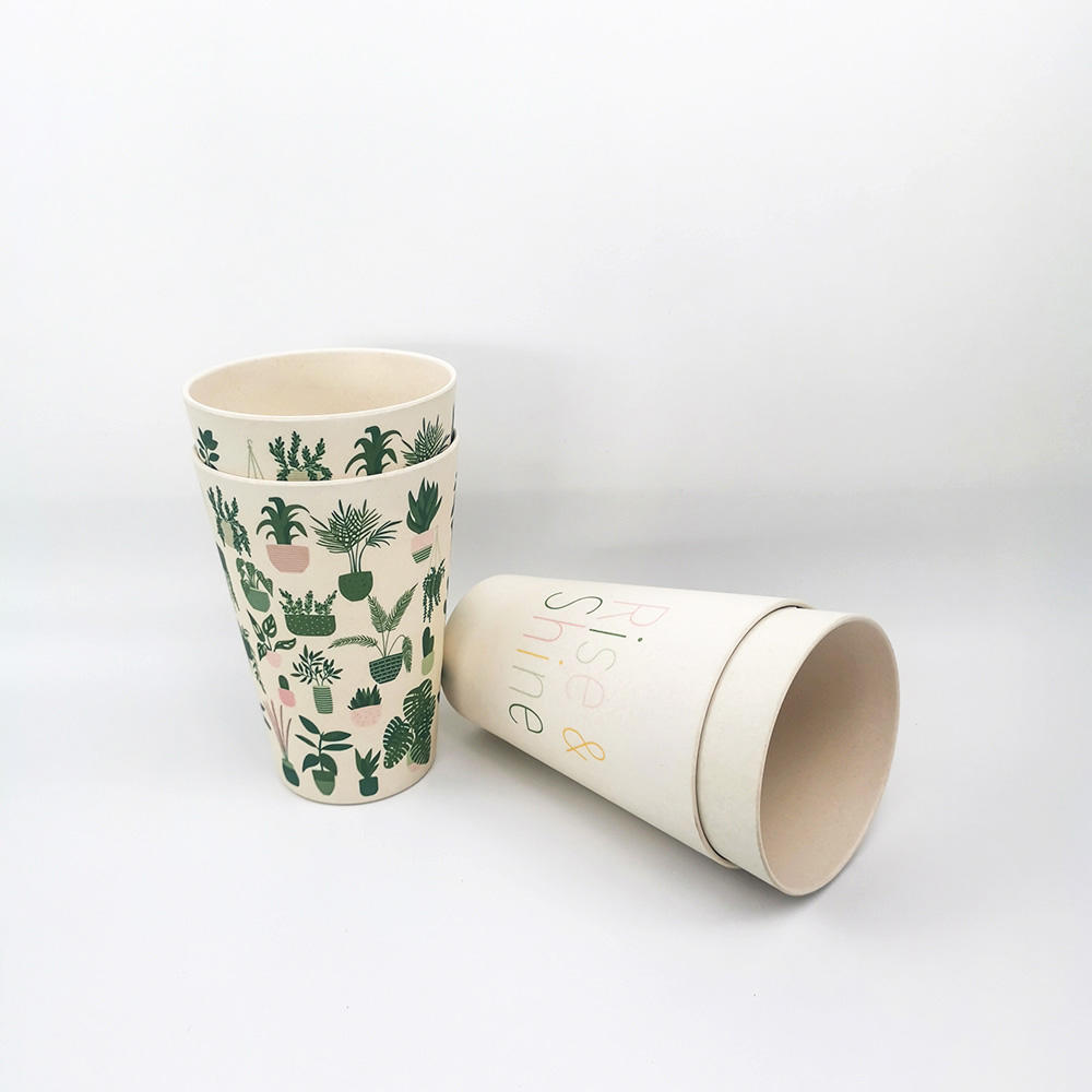 Taza de boca plana de fibra de bambú/melamina respetuosa con el medio ambiente personalizada personalizada