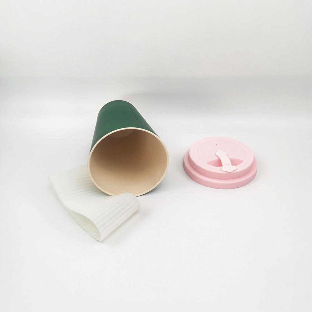 Tazas de viaje personalizadas respetuosas con el medio ambiente, taza de café de fibra de bambú con tapa
